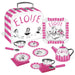 Eloise at the Plaza tea set with suitcase, tray, teapot, cups, plates, spoons, and napkins