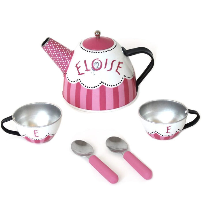 Eloise at the Plaza tea set with teapot, two cups, and two spoons