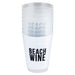 Frosted plastic Beach Wine cup with bold black lettering for beach days and summer entertaining