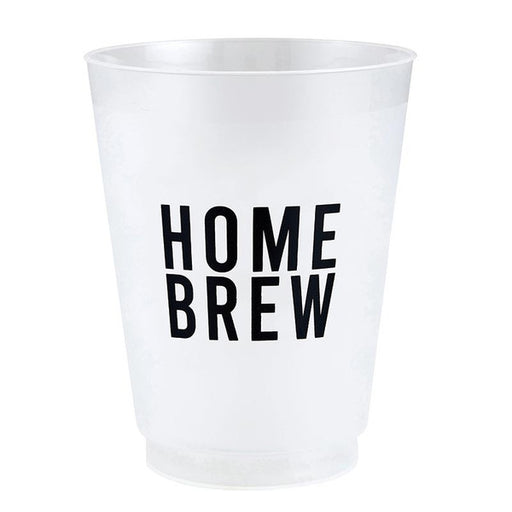 White cup with 'HOME BREW' text on a white background