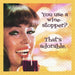 Funny wine-stopper cocktail napkins featuring an image of a woman with a wine glass and text conversation.