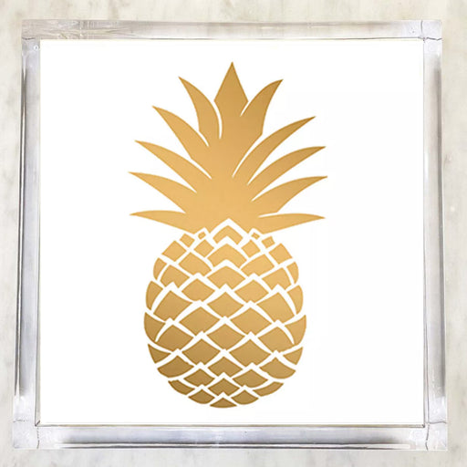  Gold Pineapple Luncheon Napkins — 2 packets, white napkins with gold pineapple silhouette design