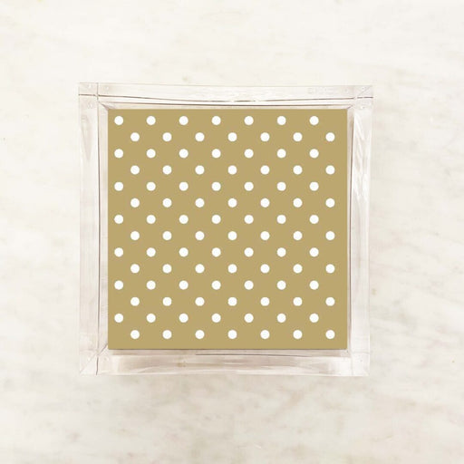 Metallic Gold and White Small Polka Dot Cocktail Napkins