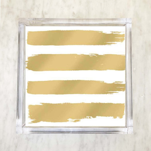 Gold Brush Stroke Stripe Luncheon Napkins