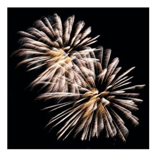Golden fireworks cocktail napkins with black background and gold burst design for New Year’s Eve, champagne bars, birthdays, and celebrations.