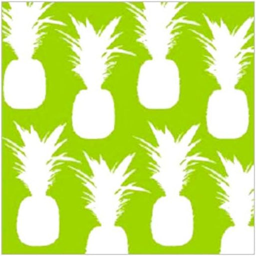 Lime green and white pineapple luncheon paper napkins, 6.5 x 6.5 inch, 20 count