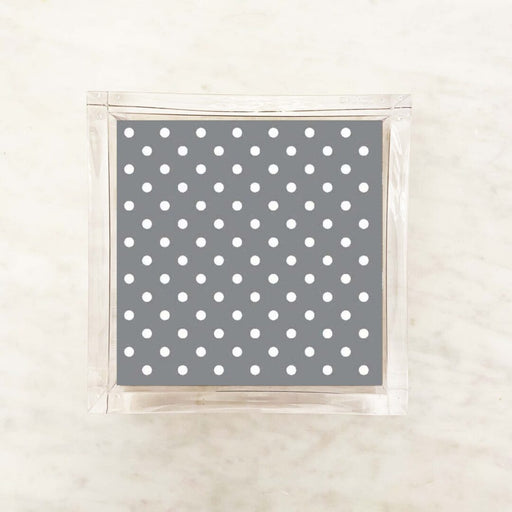 Metallic Silver and White Small Polka Dot Cocktail Napkins