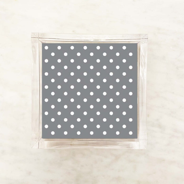Metallic Silver and White Small Polka Dot Cocktail Napkins