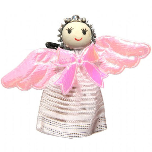 Handmade angel girl ponytail band with pink wings and tiara – girls hair accessory from Modern Lola