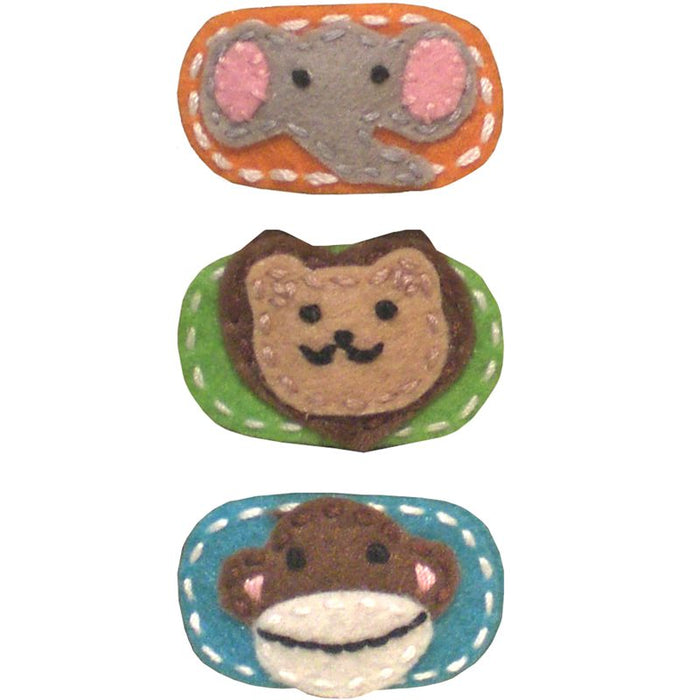 felt zoo animals snap clips for girls