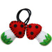 Handmade felt mushroom ponytail bands in red and white – girls hair accessory from Modern Lola