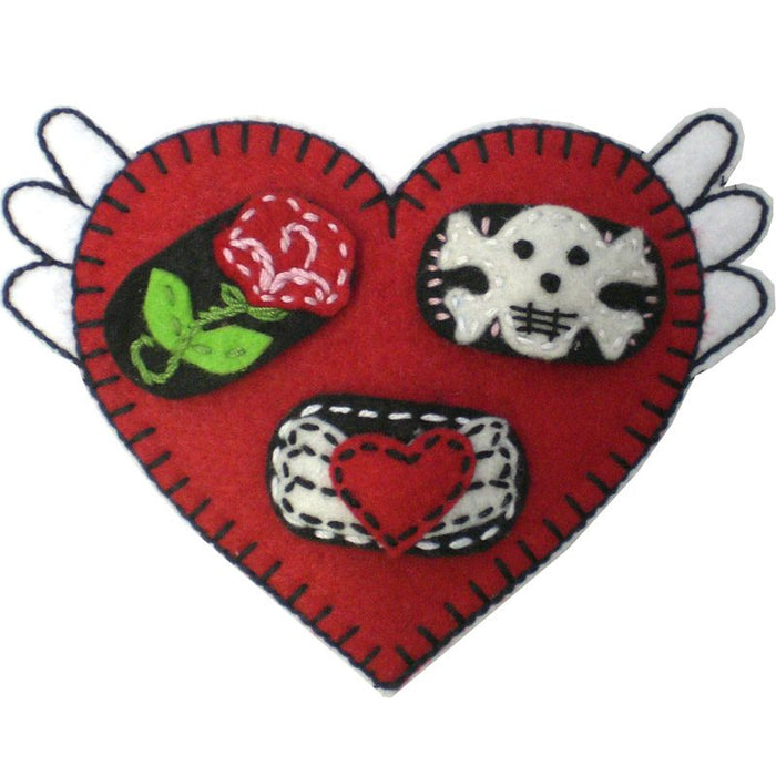 A collage of various felt hair clips in different designs including animals, flowers, and other shapes, with a young child wearing one of the hair clips in the center.
