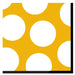 Honey yellow, white, and black polka dot luncheon paper napkins, 6.5 x 6.5 inch, set of 2 packs