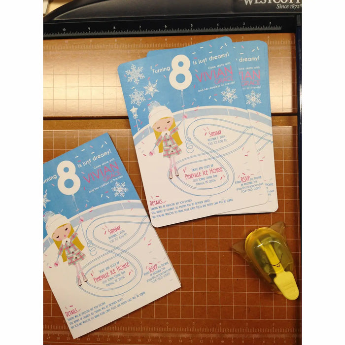 Personalized ice skating girl printable birthday party invitation