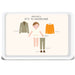 Personalized Ivy Wardrobe melamine tray with orange sweater for kids