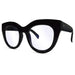Jackie O Black RS Readers — oversized black polycarbonate reading glasses, available in 1.50, 1.75, and 2.50 magnification