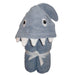Blue shark hooded cotton towel with fin, eyes, and white teeth for kids bath time