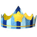 Handmade blue and yellow felt king crown with gold star accent, elastic back
