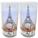 A set of two La Vie Parisienne Drinking Glasses - tumblers with Eiffel Tower and Paris cafe terrace illustrations