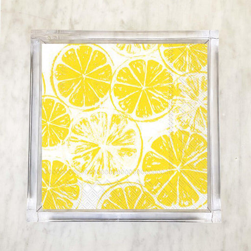 Yellow lemon slice luncheon paper napkins, 6.5 x 6.5 inch, set of 2 packs, 40 napkins total