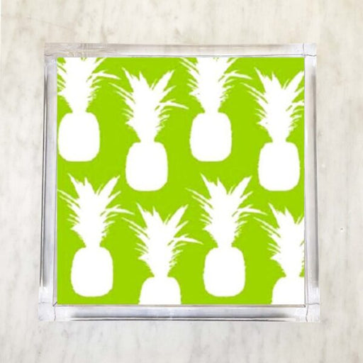 Lime green and white pineapple luncheon paper napkins, 6.5 x 6.5 inch, 20 count