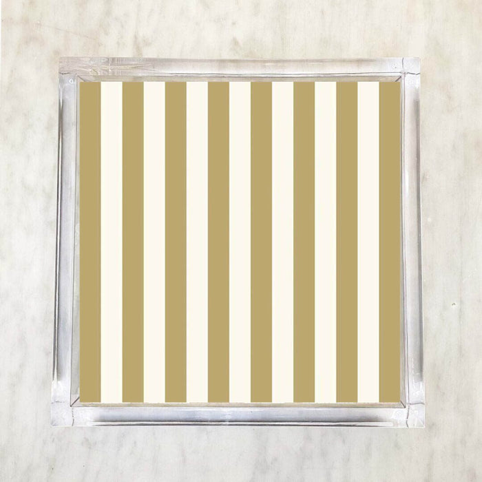 Narrow Gold and White Stripe Luncheon Paper Napkins - 2 Packets