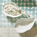 Set of 4 medium white ceramic oyster shell bowls for dips, shellfish, and coastal table styling