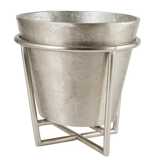 modern silver wine bucket with removable stand