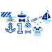 Nautical first birthday photo booth props with anchor, sailboat, captain hat and I'm One sign