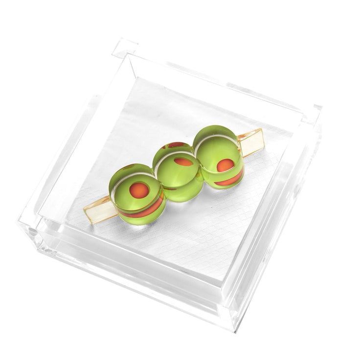 Olives Acrylic Cocktail Napkin Holder
