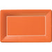 Orange rectangular paper plates with white stitch trim