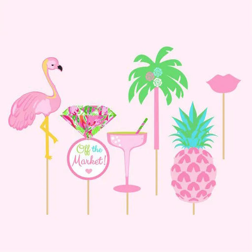 Palm beach bridal shower printable props styled with flamingo and pineapple designs