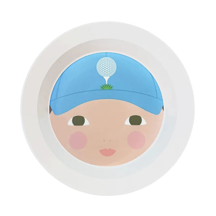 Personalized melamine bowl for boys with golf ball cap design