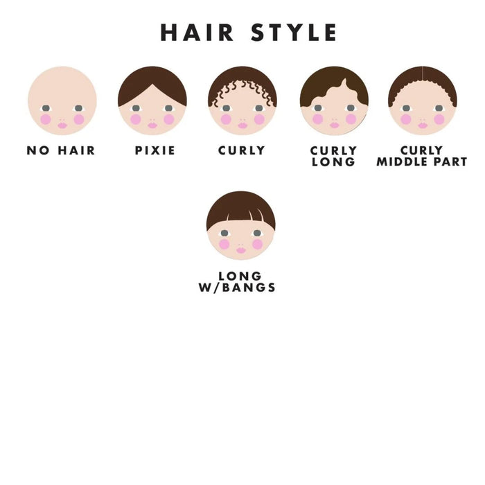 Selection chart showing hair style options for personalized melamine products