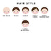 Selection chart showing hair style options for personalized melamine products