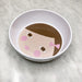 Personalized melamine paper doll snack bowl for kids with doll face illustration