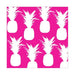 Hot pink and white pineapple cocktail paper napkins, 5 x 5 inch beverage napkins, set of 2 packs
