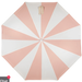 Pink and white striped umbrella on a white background