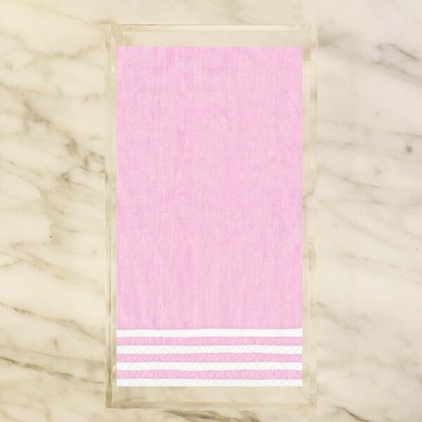 Pink striped paper guest towels, 15 count, for powder rooms, bridal showers and stylish entertaining.