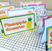 Pool floaty food tent with pineapple gummies label and tropical design