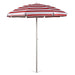 Red and white cabana stripe beach umbrella with steel pole and outdoor sunshade canopy