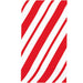 red and white striped guest paper towels with bold diagonal stripes displayed in a clear holder, candy cane inspired napkins for holiday entertaining