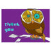 Retro Thank You Card — close-up of illustrated owl on purple background, from set of 6