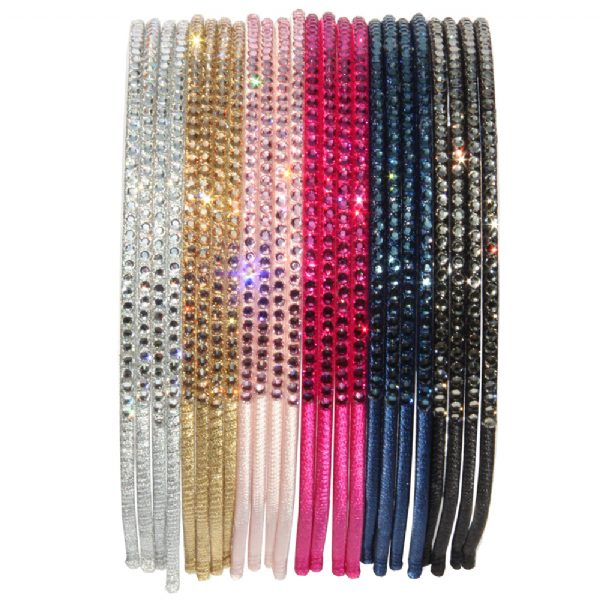 Rhinestone headbands for girls in pink, gold, red, blue, and black – sparkle hair accessories from Modern Lola