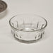 Silver Butter Dish — close-up of clear glass insert dish with faceted sides