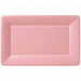 Soft pink rectangular cafe paper plates with white stitch trim