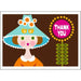 Retro Thank You Card — close-up of illustrated woman in blue hat with flower, whimsical vintage design