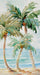 Watercolor palm tree and beach scene paper guest towels, 8.5 x 4.5 inch folded, set of 2 packs