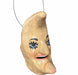 Vintage-style paper mâché crescent moon Halloween bucket with blue eyes, rosy cheeks, and aged cream and gold finish