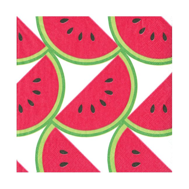 Red and green watermelon slice cocktail paper napkins, 5 x 5 inch, set of 2 packs